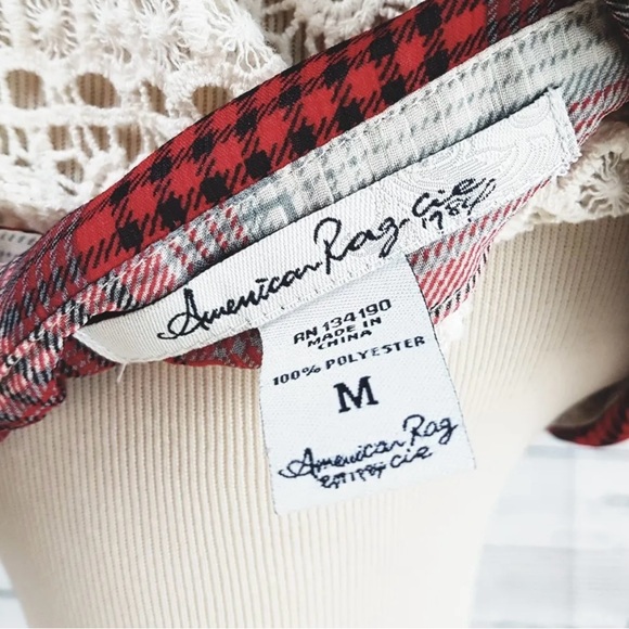 American Rag Cie Flannel Lace Detail Button Down - Picture 5 of 5